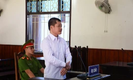 Bị cáo Lê Quốc Bình tại phiên tòa. Ảnh: D.T