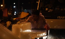 Bóng người mưu sinh nơi chợ cá lúc nửa đêm giữa đêm lạnh 