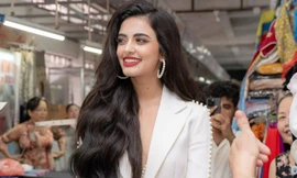 Hoa hậu Hoàn vũ Ấn Độ 2024 đi chợ Hàn ở Đà Nẵng