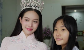 Hoa hậu Thanh Thủy về nhà