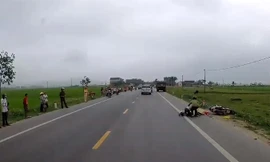 Hiện trường vụ tai nạn khiến nữ sinh viên tử vong.