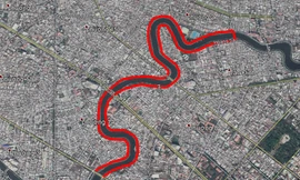 Phạm vi cấm xe phục vụ giải việt dã truyền thống. Ảnh: Sở GTVT.