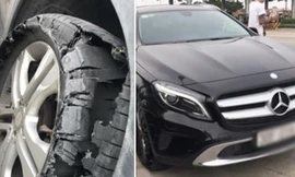 Chiếc xe và chiếc lốp hỏng trong câu chuyện được tài khoản Đỗ Minh Chi chia sẻ.