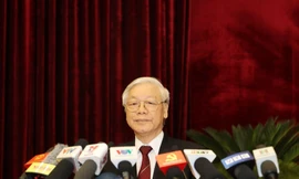 Tổng Bí thư Nguyễn Phú Trọng phát biểu bế mạc Hội nghị. Ảnh: Trí Dũng/TTXVN.