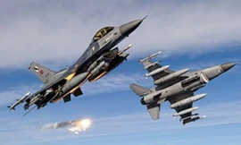 Tiêm kích Thổ Nhĩ Kỳ trút tên lửa xuống kho đạn dân quân Syria. Ảnh minh họa.