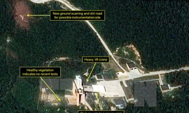 Bãi thử hạt nhân Punggye-ri của Triều Tiên. Nguồn: TPX/TTXVN.