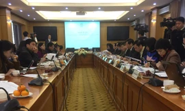 Quang cảnh buổi họp báo. Ảnh: BT