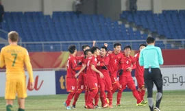 U23 Việt Nam ăn mừng chiến thắng trước U23 Australia.
