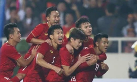 Niềm vui của các cầu thủ U23 Việt Nam.