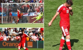 Granit Xhaka sút hỏng trong loạt luân lưu, khiến Thụy Sĩ phải chia tay giải.