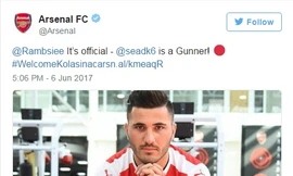 Sead Kolasinac chính thức gia nhập Arsenal.