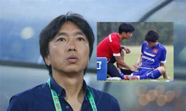HLV Miura thất vọng vì Thanh Hào dính chấn thương.