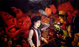 Trích tranh Hà Nội Chiến lũy và hoa của Nguyễn Doãn Sơn