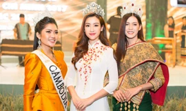 Hoa hậu Mỹ Linh 'đọ sắc' cùng tân Hoa hậu Hoàn vũ Lào