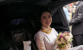 Dàn siêu xe hoành tráng trong lễ rước dâu của Hoa hậu Thu Ngân