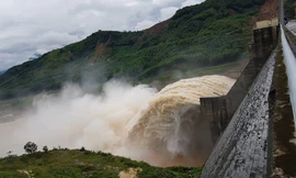 Hồ thủy điện Sông Tranh 2, ảnh chụp sáng 7/11. Ảnh H. Văn