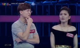 Sỹ Luân và Phương Thảo trong chương trình 'Đừng để tiền rơi'.