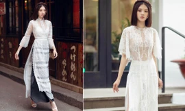 Jolie Nguyễn mặc áo dài ren xuyên thấu táo bạo đón Tết