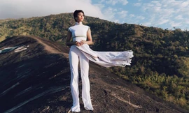 H'Hen Niê mặc áo dài thổ cẩm đi du Xuân giữa đại ngàn Tây Nguyên