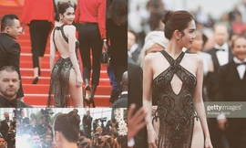 Ngọc Trinh gây sốc khi khoe gần trọn vòng 3 trên thảm đỏ Cannes.