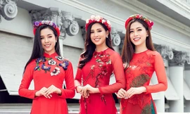 Top 3 HH Việt Nam 2018 khoe nhan sắc 'thanh xuân rực lửa' với áo dài