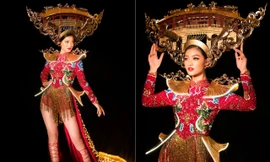 Á hậu Kiều Loan hé lộ trang phục dân tộc hoành tráng khiến fans 'phát sốt'
