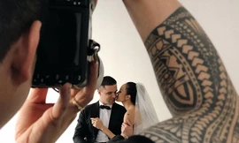 Siêu mẫu Phương Mai khoe ông xã ngoại quốc điển trai trong buổi chụp ảnh cưới.