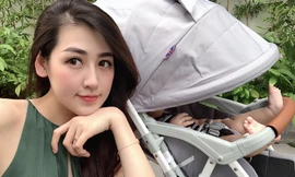 Á hậu Tú Anh xinh đẹp đưa con trai đi dạo