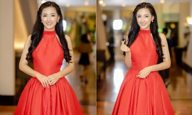 Mai Phương Thuý diện váy đỏ rực như công chúa dự dạ tiệc từ thiện