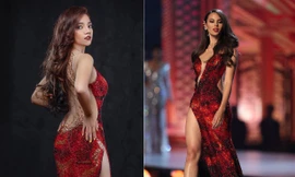 Thí sinh Hoa hậu Trái đất Myanmar nhái trắng trợn váy dạ hội của Hoa hậu Catriona Gray.
