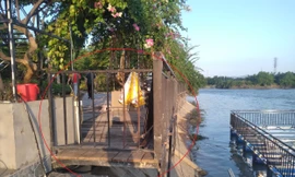 Một công trình vi phạm tại dự án khu vui chơi, giải trí, dịch vụ sinh thái của Cty TNHH dịch vụ và thương mại Cua Đỏ ở phường Lê Lợi (thành phố Bắc Giang). Ảnh: Nguyễn Thắng.