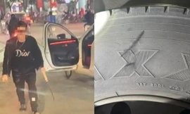 Tạm giữ tài xế ô tô Mazda cầm dao chém rách lốp xe buýt trên đường 