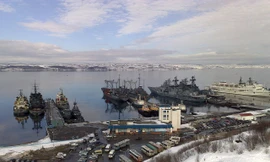 Quân cảng Severomorsk, nơi con tàu gặp nạn được kéo về sửa chữaảnh: wikidata