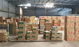 Một góc kho hàng của nhà phân phối V.H với nhiều loại sản phẩm nhái thương hiệu