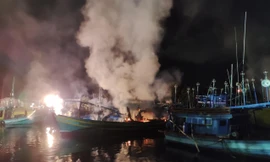 Hiện trường vụ cháy tàu cá ngư dân tối 26/6 ở Phú Quốc