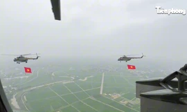 9 tổ bay trực thăng quân sự hợp luyện hướng tới kỷ niệm Chiến thắng Điện Biên Phủ