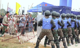 Diễn tập trấn áp biểu tình, cấp cứu nhân viên Liên Hợp Quốc