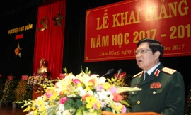 Đại tướng Ngô Xuân Lịch phát biểu chỉ đạo tại lễ khai giảng năm học mới của Học viện Lục quân, sáng 15/9