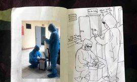 Xúc động tranh vẽ 14 ngày cách ly trong doanh trại của cô gái 18 tuổi