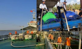 Chiến sĩ Hải quân mang dòng nước nghĩa tình đến đồng bào vùng hạn mặn