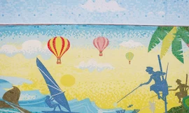 Tranh gốm Sri Lanka tuyệt đẹp trên con đường trăm tỷ ở Hà Nội