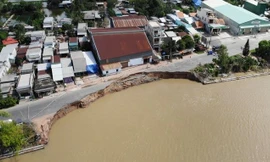 Lạnh người trước cảnh quốc lộ ở An Giang đang bị sông Hậu 'nuốt chửng'