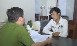 Đối tượng Doạn tại cơ quan công an.