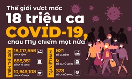 Thế giới vượt mốc 18 triệu ca COVID-19, châu Mỹ chiếm một nửa