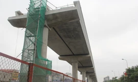 Công trường thi công Tuyến đường sắt đô thị số 3. Ảnh : V.H