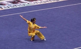 Quỳnh Anh biểu diễn Wushu tại World Junior 2012 diễn ra tại Macao. 