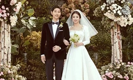 Song Hye Kyo và Song Joong Ki tại lễ cưới. Ảnh: báo Tri thức trực tuyến