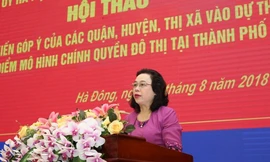 Phó Bí thư Thường trực Thành ủy Ngô Thị Thanh Hằng phát biểu tại hội thảo
