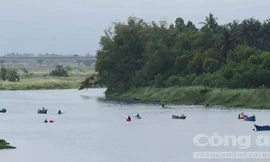 Dọc bờ sông Ba thuộc xã Bình Ngọc đến đầu cửa biển phường 6, TP.Tuy Hòa, có hàng trăm người dân tất bật, hì hục cào hến dưới sông