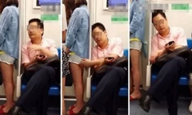 Người đàn ông bảnh bao 'quấy rối' cô gái trên tàu điện
